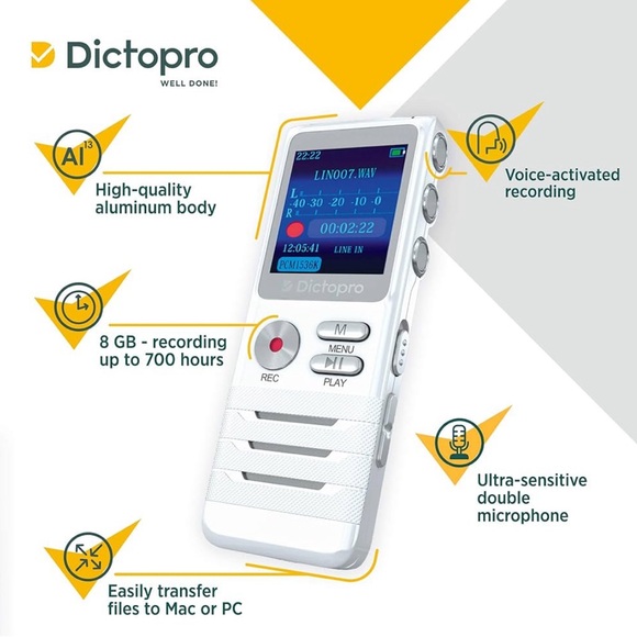 Dictopro X100 Digital Voice Activated Recorder *White* 8GB - Picture 6 of 6